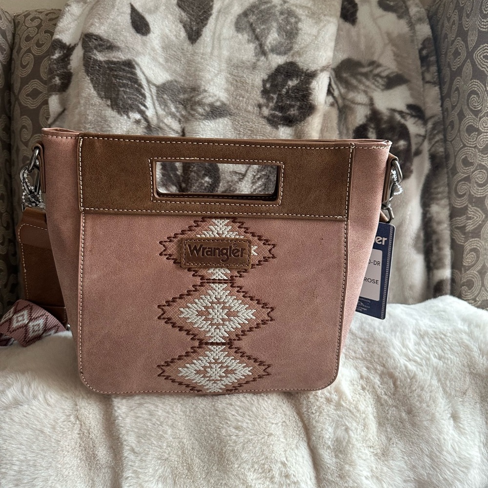 Wrangler Crossbody Bag in Pink and Brown